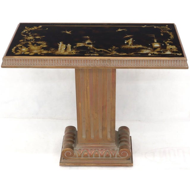 Reverse Painted Glass Tops Single Pedestal Side Occasional Tables - a Pair For Sale - Image 12 of 13