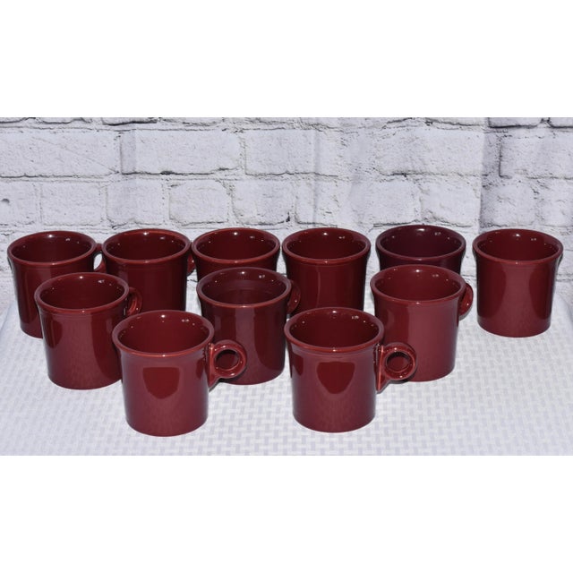 HLC Fiesta Usa Homer Laughlin Cinnabar Maroon O Ring Handle Coffee Mug Usa 10oz For Sale - Image 4 of 10