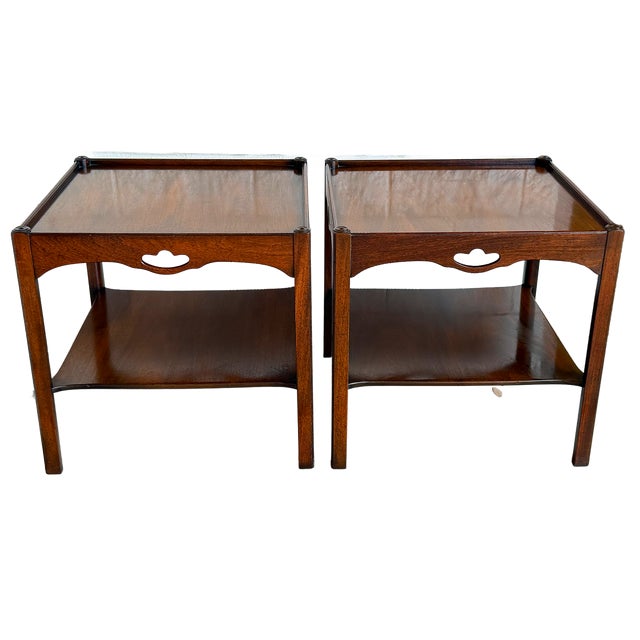 1960's Mid Century Kittinger Walnut Two-Tier Side Tables - A Pair For Sale In Houston - Image 6 of 13