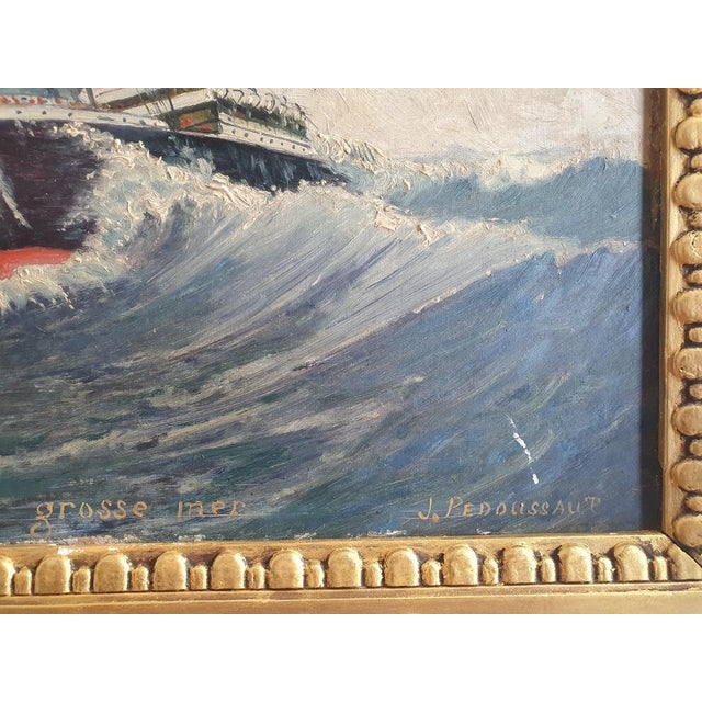 J. Pedoussot, Luxor by Heavy Sea, Oil on Wood, Framed For Sale - Image 7 of 12