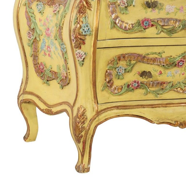 Venetian Floral Polychromed Marble Top Dresser With Trumeau Mirror C1930 For Sale - Image 9 of 14