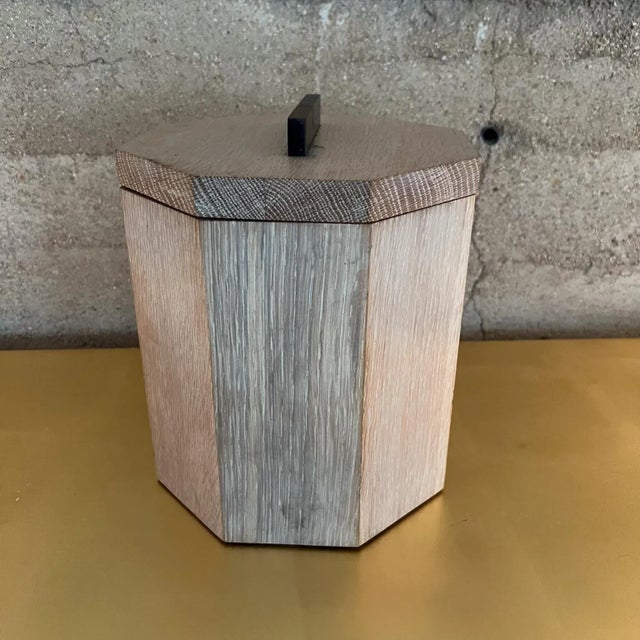 Modern 2000s Vollrath Modern Geometric Solid White Oak Ice Bucket Wi For Sale - Image 3 of 10