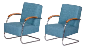 Set of Bauhaus Armchairs in Chrome from Mücke Melder, Czech, 1930s