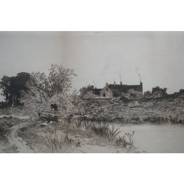 Antique Ernest C Rost Country Farmhouse Panoramic Landscape Etching 31" For Sale - Image 10 of 13