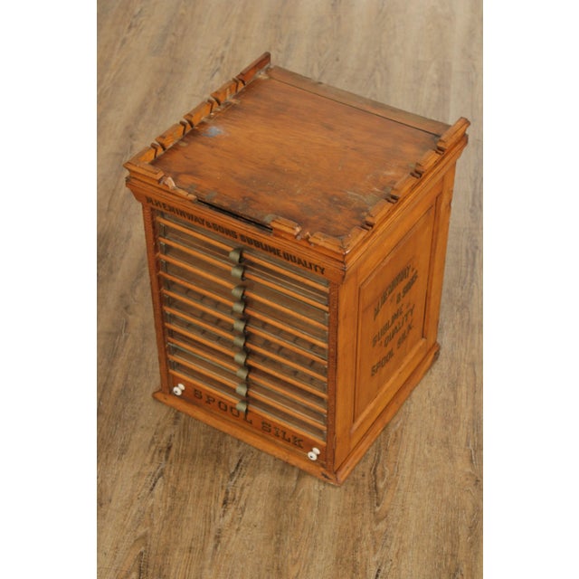 High Quality American Made Late 19th Or Early 20th Century Spool Cabinet Chest with Ten Drawers, Glass Fronts