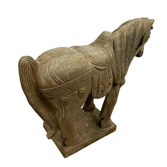 Gray Early 20th Century Chinese Vintage Carved Stone Horse Statue/Sculpture For Sale - Image 8 of 13