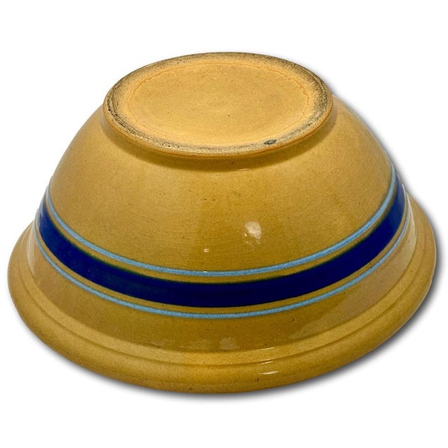 This really is a Exceptionally Nice Looking Antique American Yellowware Kitchen Batter Mixing Bowl. Circa Late 19th...