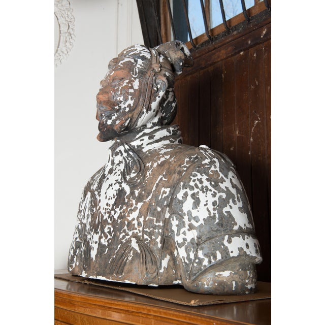 Early 20th Century Terra Cotta Asian Warrior Bust For Sale In New York - Image 6 of 12