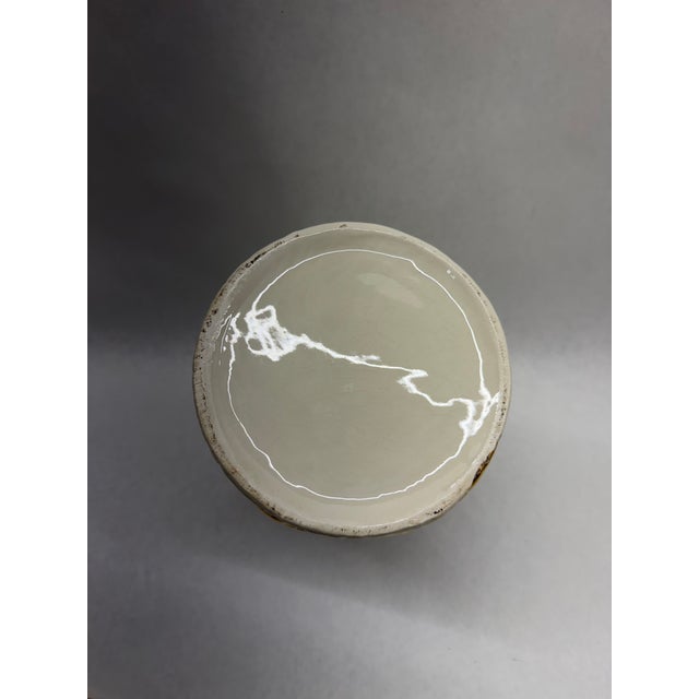 1960s Contemporary White Glazed Porcelain Serpent Vase With Liquid Gold Luster Accents For Sale - Image 4 of 6