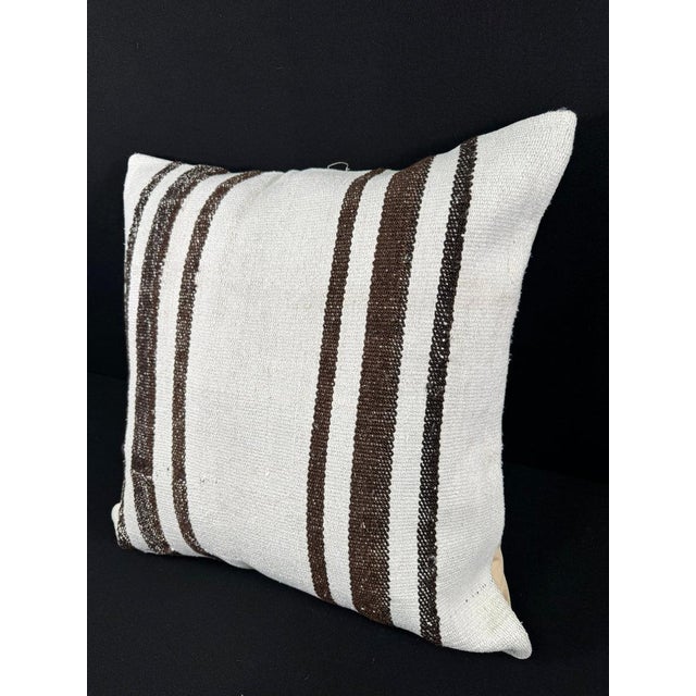 Turkish Hemp Pillow Cushion Natural Beige Brown Pillow Cushion Cover 24x24 For Sale - Image 4 of 4