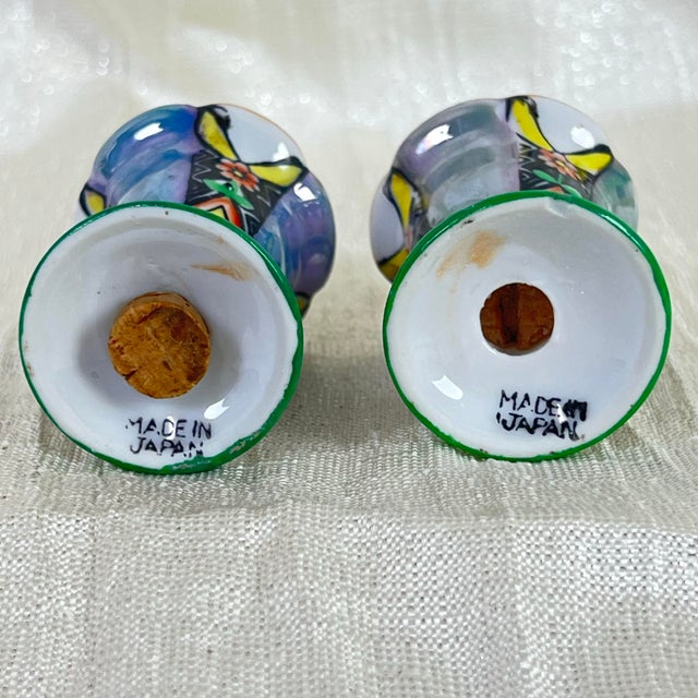 Vintage Japanese Lusterware Salt & Pepper Shakers Set – Hand-Painted Floral Art Deco Form - a Pair For Sale In Portland, OR - Image 6 of 8