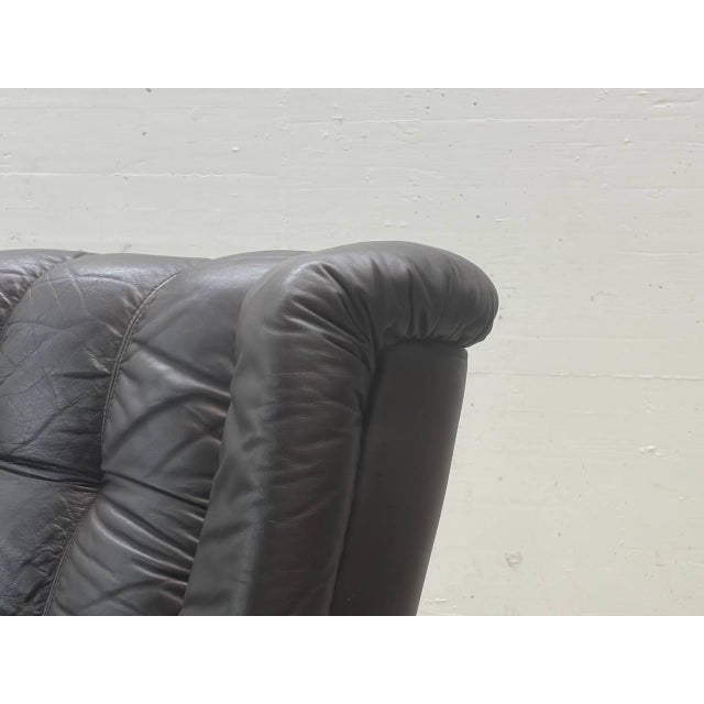 Vintage Black Leather Sofa, 1970s For Sale - Image 10 of 15