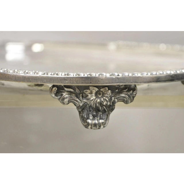 Vintage Victorian Silver Plated Regency Twin Handle Bar Platter Serving Tray For Sale - Image 9 of 11