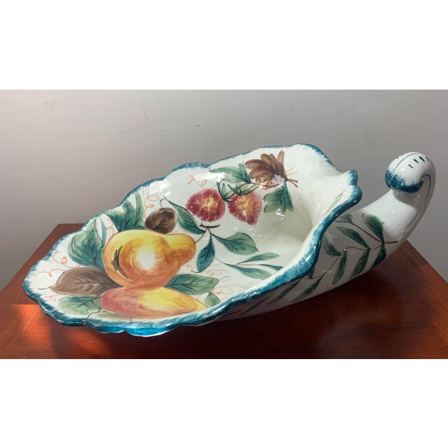 Figurative Vintage Italian Majolica Pottery Cornucopia Centerpiece For Sale - Image 3 of 7