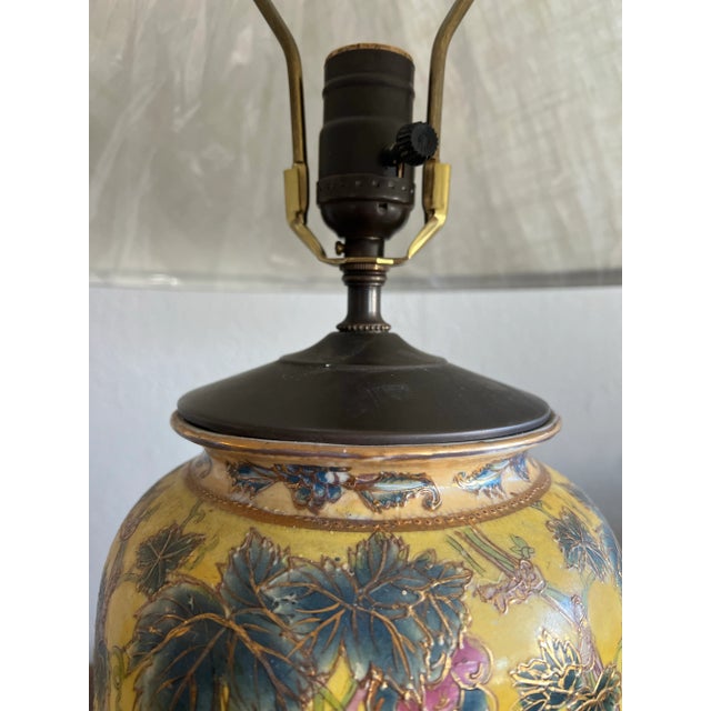 1980s 80's Yellow Chinoiserie Table Lamp-Single For Sale - Image 5 of 10