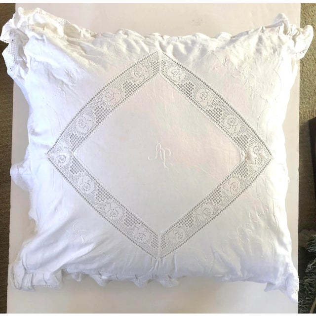 European Diamond Pattern Pillow Sham, Monogrammed For Sale - Image 11 of 11