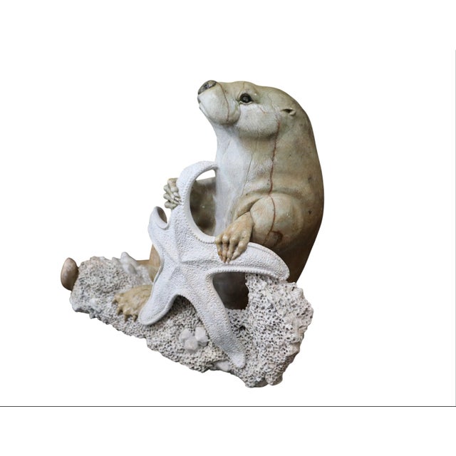 Kevin Peters "Get Your Own Starfish" Brazilian Soapstone Sea Otter Sculpture For Sale - Image 4 of 13