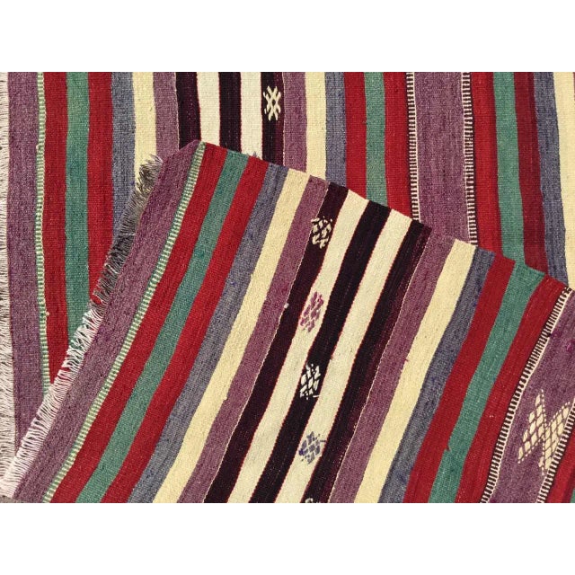 Vintage Striped Turkish Kilim Rug - 69" X 108" For Sale - Image 10 of 11