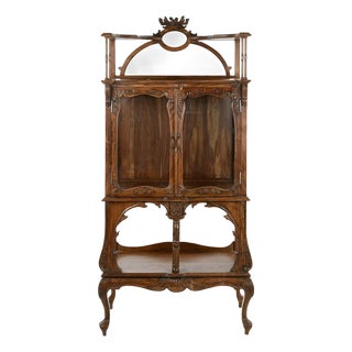 Glass Cabinet in Carved Solid Wood For Sale