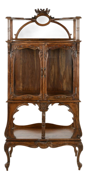 Glass Cabinet in Carved Solid Wood