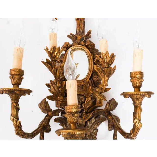 Copper Vintage Monumental Ormolu Twin Branch Wall Lights, Set of 2 For Sale - Image 8 of 17