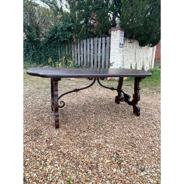 18th Century Florentine Italian Walnut and Iron Dining Table or Desk