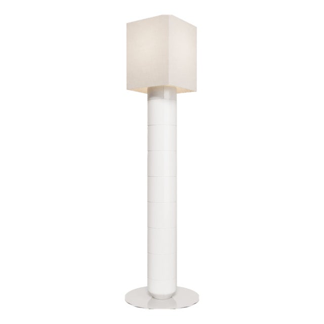 Handcrafted Ceramic and Glass Floor Lamp in White Glaze from Artem Zakharchenko-Halytskyi For Sale