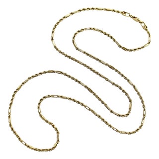 Vintage 14k Gold Bar Link and Rope Chain For Sale