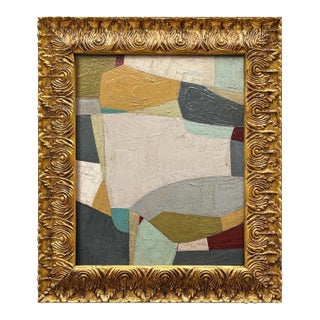 Contemporary Colorblock Oil Painting in Vintage Frame For Sale
