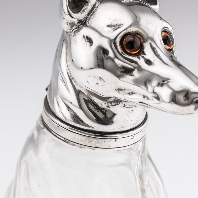 20th Century Continental Silver Plate & Clear Glass Novelty Pinscher Drinks Decanter For Sale - Image 14 of 18