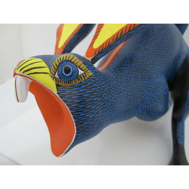 Late 20th Century Alebrije Carved Wood Running Rabbit Oaxaca Mexico Folk Art Figurine Sculpture For Sale - Image 5 of 11
