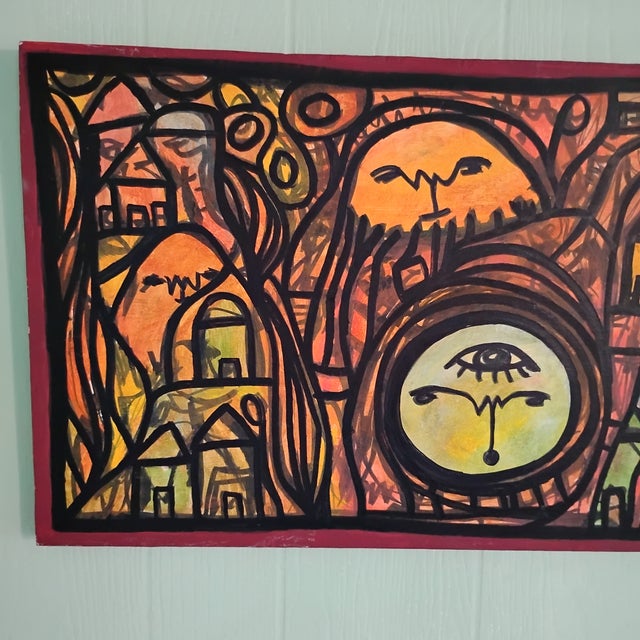 Black Original Folk Art Painting by Jeffrey Lerner For Sale - Image 8 of 9