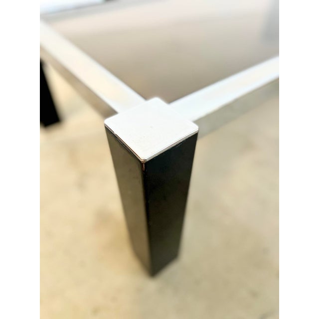 Metal Coffee Table in Black Metal and Chrome with Smoked Glass, 1970s For Sale - Image 7 of 12