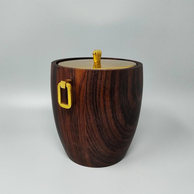 Wood Vintage Cocktail Shaker with Ice Bucket by Aldo Tura, 1970s, Set of 2 For Sale - Image 7 of 12