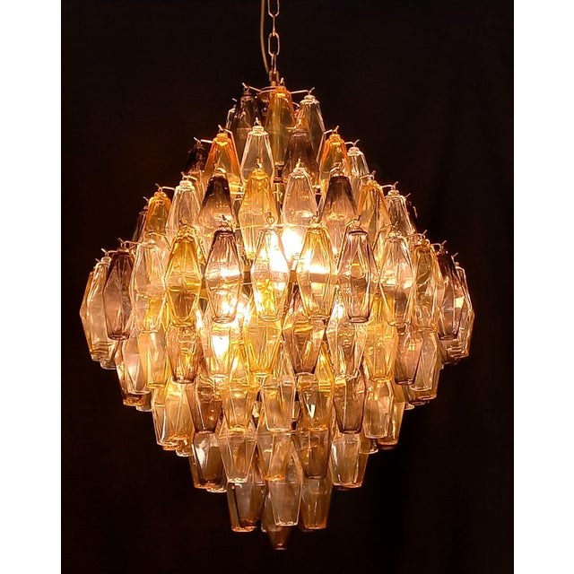 Pear-Shaped Chandelier with Multicolored Polyhedron Glass, 1962 For Sale - Image 9 of 11