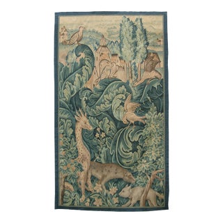 Vintage Tapestry Depicting Botanical Scenery With Wildlife For Sale