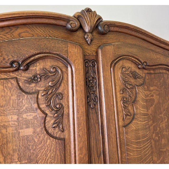 Vintage French Louis XVI Style Wardrobe in Oak For Sale - Image 10 of 13