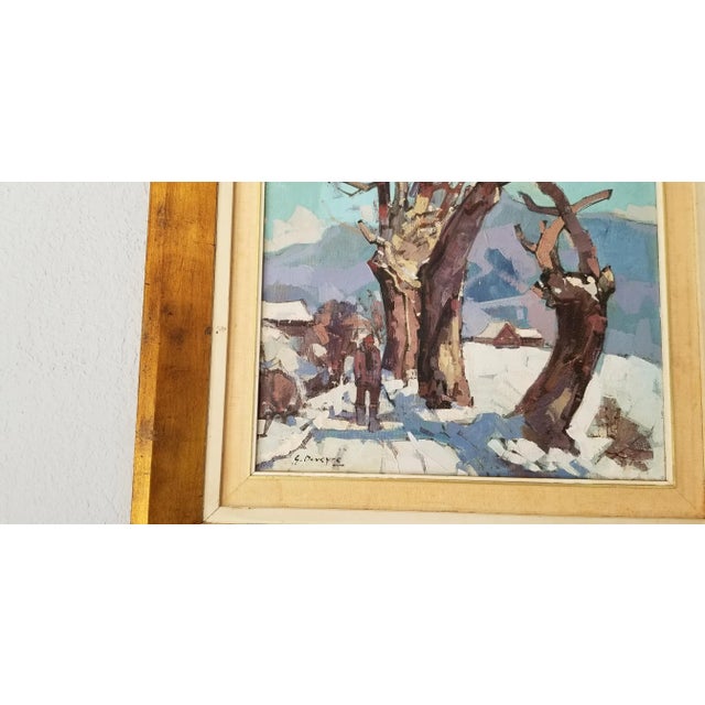 1970s Guy Duveyre Abstract Winter Rural Landscape Oil on Canvas Painting For Sale In Miami - Image 6 of 11
