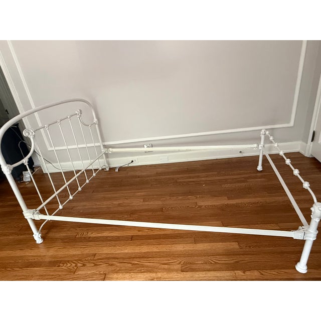 White Antique Iron Full Size Bedframe For Sale - Image 8 of 8