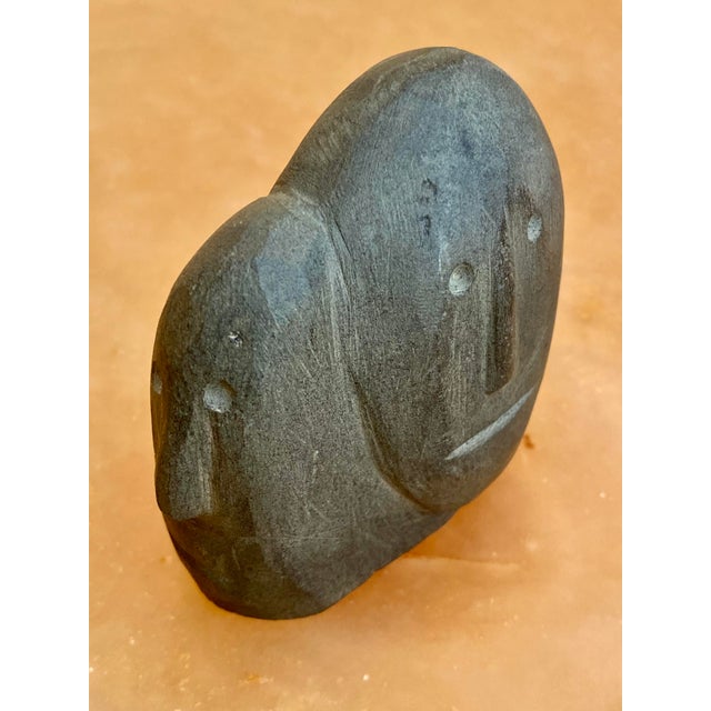 Surrealist Inuit Basalt Sculpture of Two Faces For Sale - Image 4 of 12