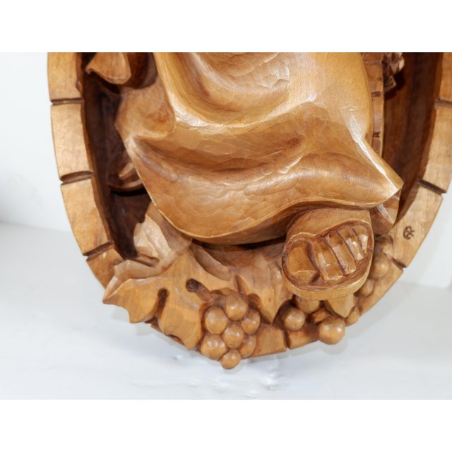 Figurative Vintage German Wood Carving Monk With Wine Glass For Sale - Image 3 of 10