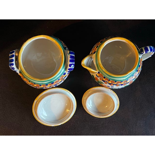 Early 20th Century Signed Ysauro Uriarte Mexican Talavera Sugar and Creamer For Sale - Image 10 of 12