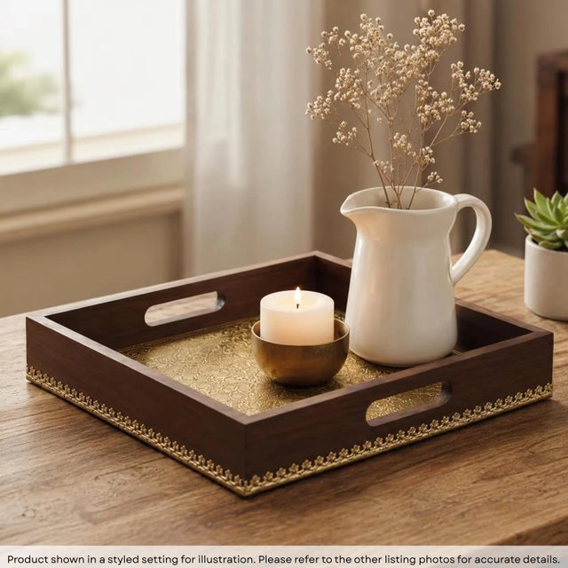 Dimensions: 12" W X 12" D X 3" H Features: • Intricately carved lattice panel • 100% solid wood construction • Hand carved...
