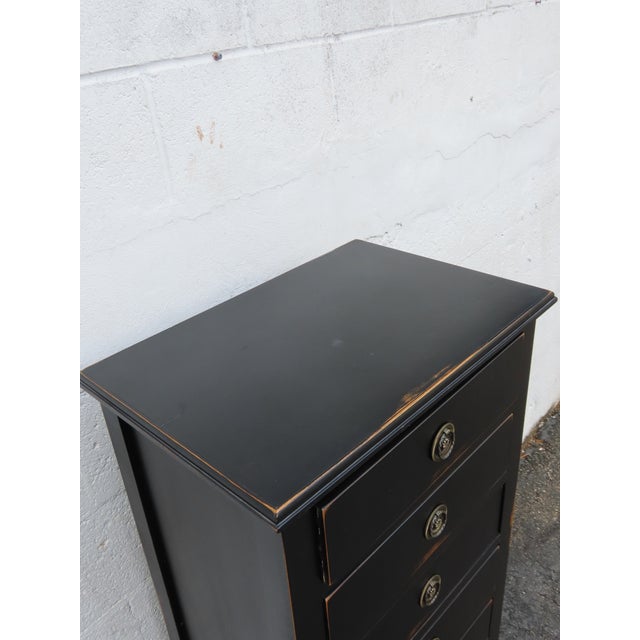 Distressed Painted Black Tall Narrow Lingerie Jewelry Chest 6334 For Sale - Image 10 of 13