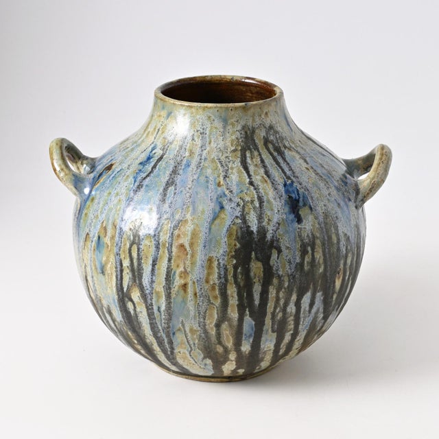Blue Drip Glaze Stoneware Vase from Roger Guerin, 1930s For Sale - Image 13 of 13