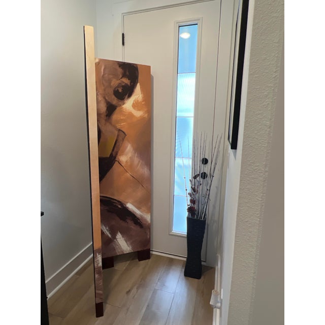 Wood 1990s V. Klauss "Ballerina" Folding Canvas Screen, 20x72, Signed and Numbered For Sale - Image 7 of 15