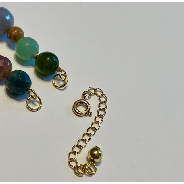 Semi-Precious Polished Gemstone Bead Necklace & Bracelet Set 14k Gold Filled C. 1970s, 2 Pieces For Sale - Image 10 of 12