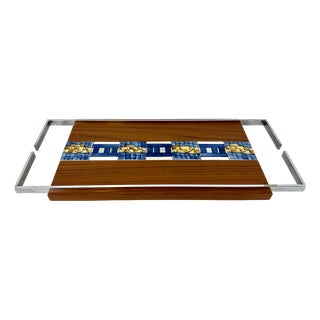 Mid-Century Modern Teak Serving Tray with Tile Inlay, 1960s For Sale