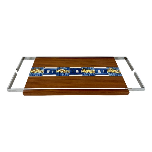Mid-Century Modern Teak Serving Tray with Tile Inlay, 1960s For Sale