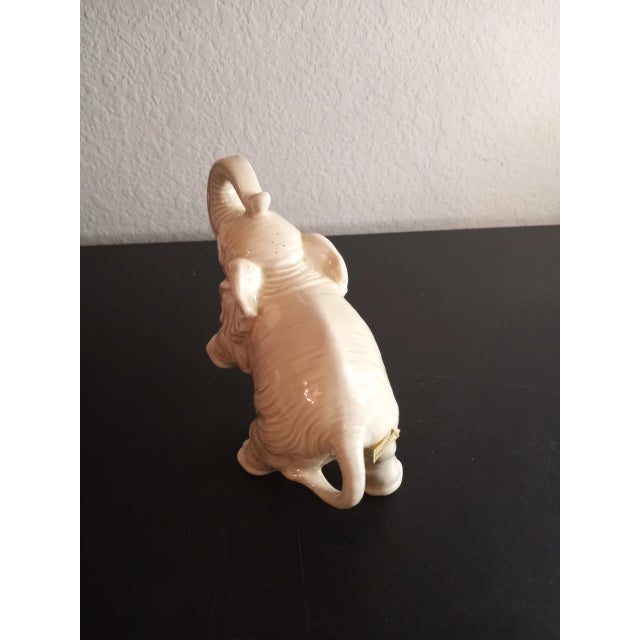 1970s 1970s Norcrest Porcelain Trunk-Up & Leg-Up Hopping Elephant Figurine For Sale - Image 5 of 7